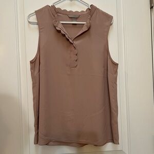 Women’s scalloped sleeveless business casual blouse